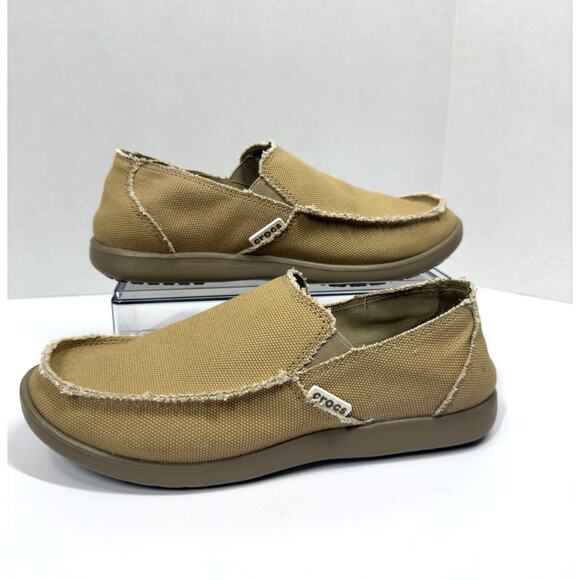 Crocs Santa Cruz Slip on Shoes Tan/Khaki Preppy Casual Outdoors Mens Size 8 - Picture 4 of 9